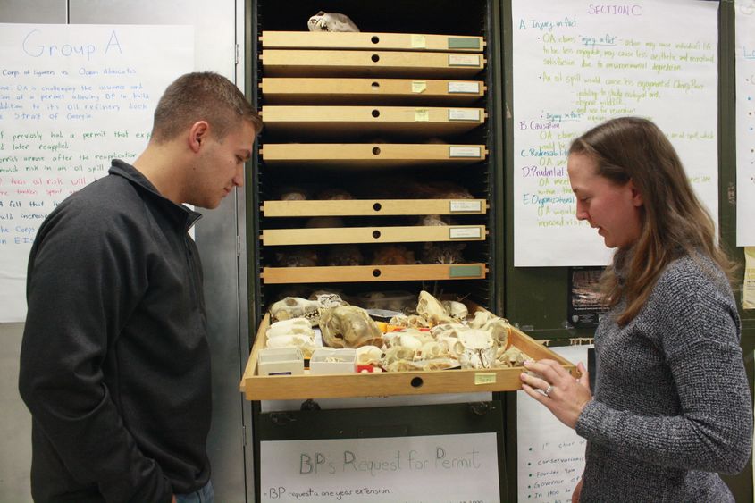 Scholarship recipient Sean Lauer and Instructor in Wildlife Technology Emily Thomas. 