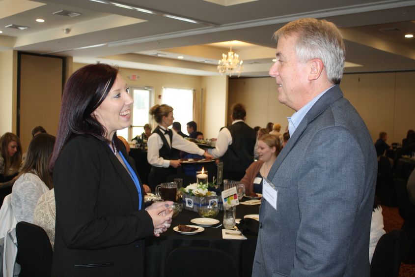 Scholarship recipient Laura Ruane had a chance to thank Mark Freemer, who established her scholarship. 