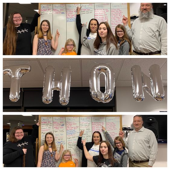 THON 2020 Hair Auction volunteers, before and after.