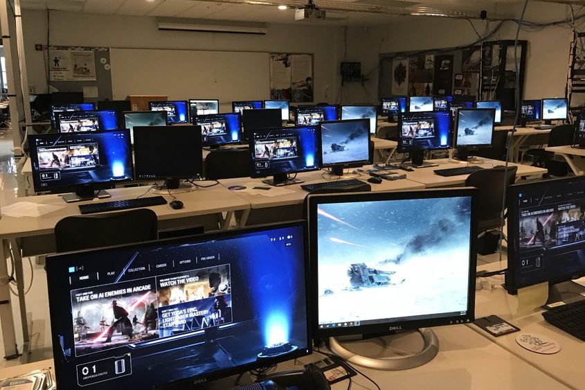 The campus IT lab set up for Video Game Day.