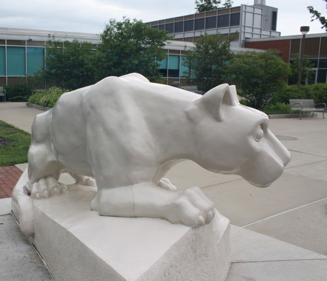 Lion statue at Penn State DuBois. 