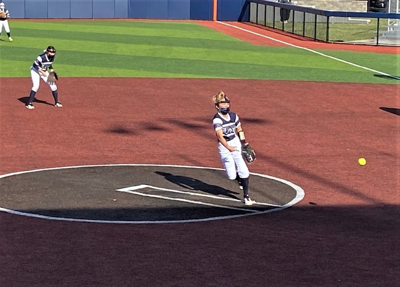 Lizzy Scott on the mound for Penn State DuBois.