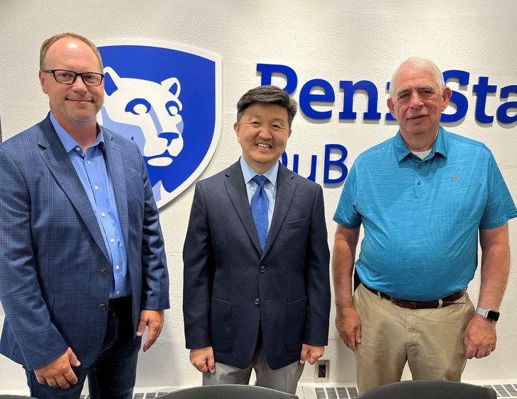 Bradley Lashinsky, director of the North Central PA LaunchBox; Jungwoo Ryoo, chancellor and chief academic officer at Penn State DuBois; and Dave Miller, chairman of the board at Miller Fabrication Solutions