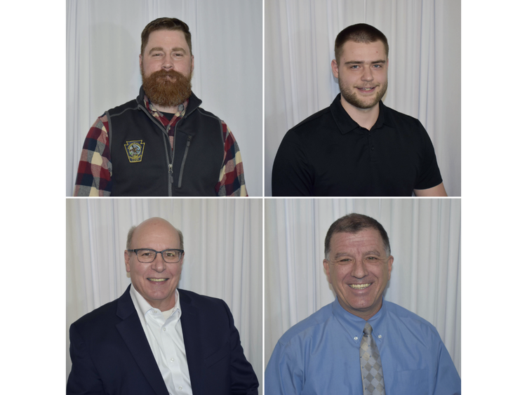 (top left to right) Outstanding Alumni Award – Thomas Keller, ’05 ’07, Dave Shaffer Outstanding Young Alumni Award – Dylan Treaster, ’23 (bottom left to right) Lifetime Achievement Award – Stephen Massini, ’85, Distinguished Ambassador Award – Michael Peduzzi, ‘87