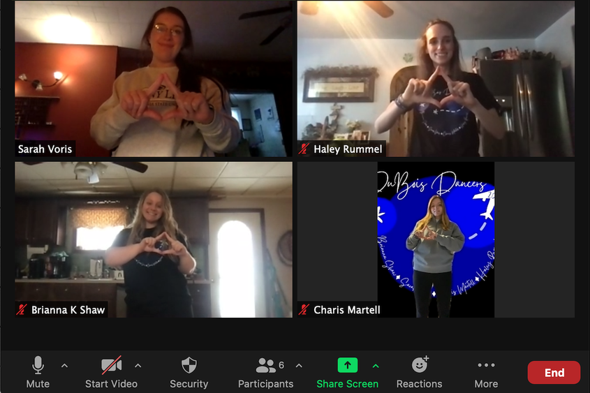 Penn State DuBois THON Dancers for 2021 during the virtual THON event.