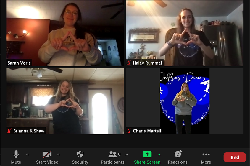 Penn State DuBois THON Dancers for 2021 during the virtual THON event. 