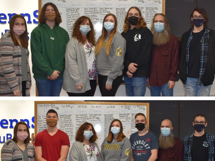 A before and after look at participants in the Penn State DuBois THON Hair Auction for 2022.