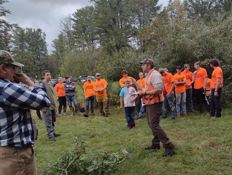 Lecturer in Forestry Mike Eckley, at center, organized the Walk in Penn’s Woods event at Camp Mountain Run. 